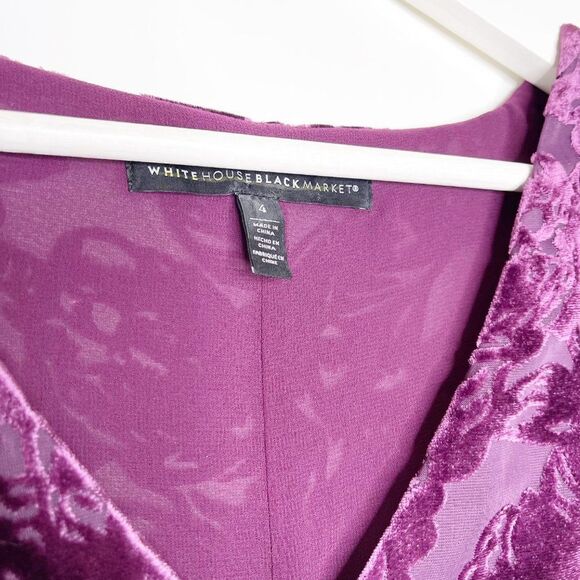 WHITE HOUSE BLACK MARKET Purple Floral Blouse  - Picture 5 of 9